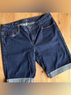 Ann Taylor Loft Sz. 6 Modern 9” Inseam Blue Denim Jean Bermuda Shorts Jorts EUC